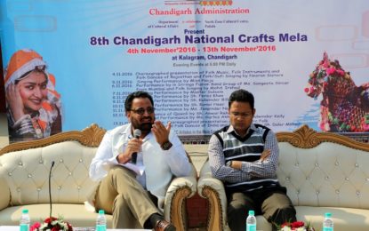 प्रेस सम्मेलन – ‘8 मार्च चंडीगढ़ राष्ट्रीय शिल्प मेला’ Kalagram, चंडीगढ़ 1 नवंबर, 2016 को।